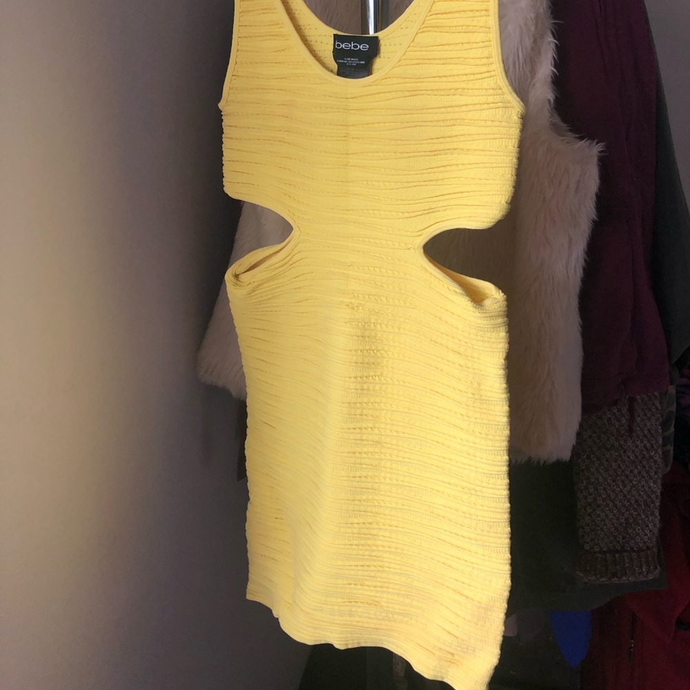Sexy Yellow bebe mini dress